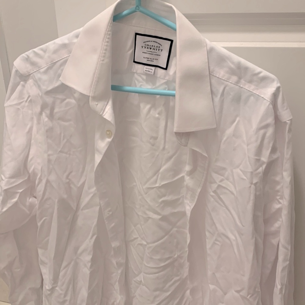 Men’s White Charles Tyrwhitt Super Slim Fit Button-down Shirt